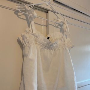 Shoulder tie white tank top